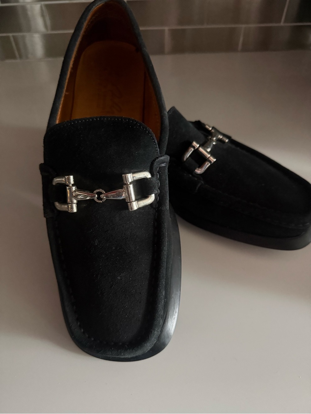 Men's Black Suede Bit Loafers, Made in Italy